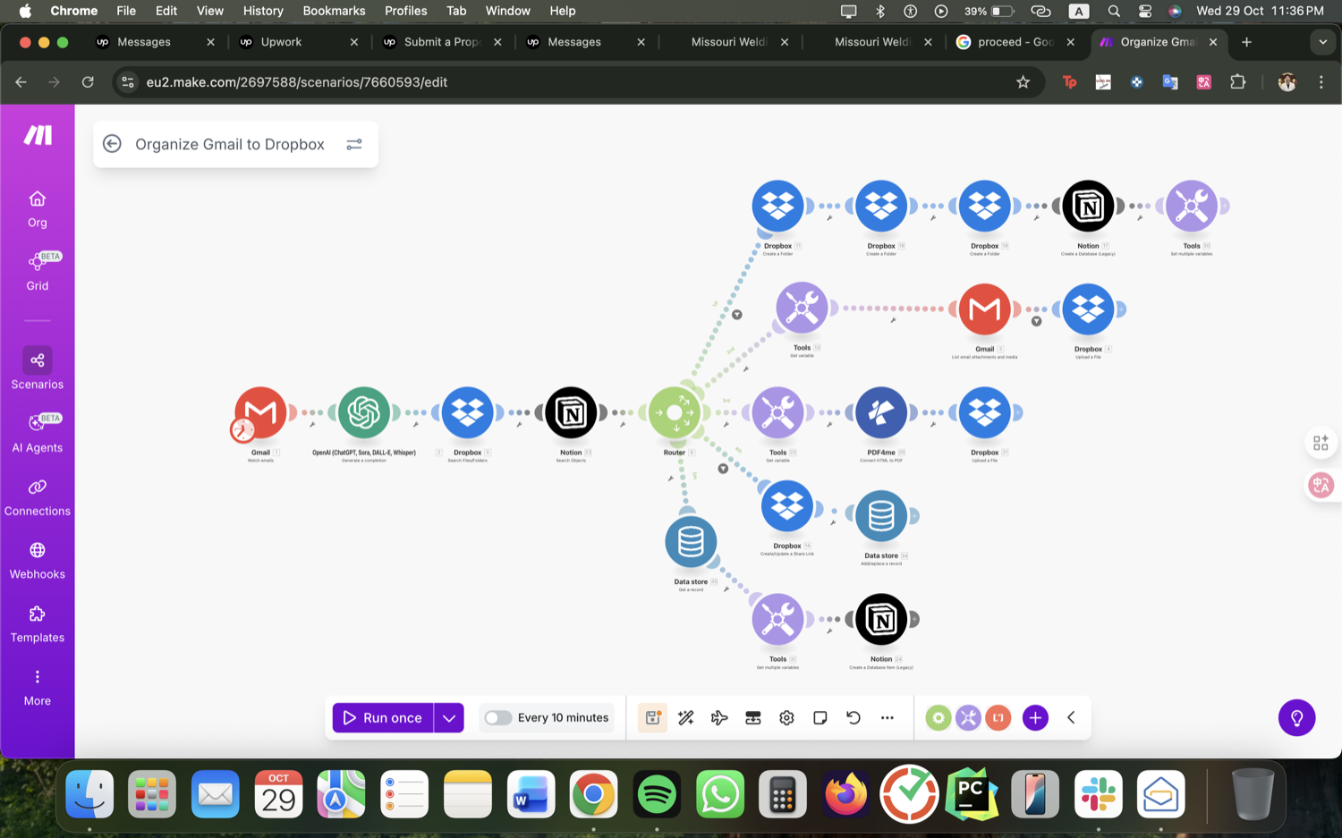 Auto-Organize Gmail to Notion & Dropbox (Make.com + AI) screenshot 2